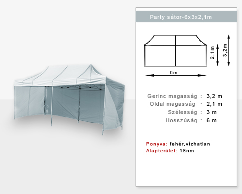 6X3m Party sátor